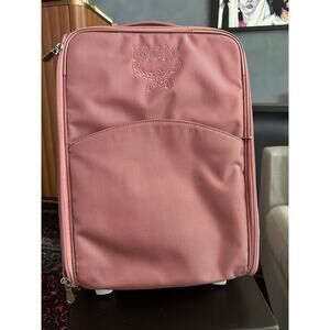 Pink MCM rolling carryon luggage travel bag wheels